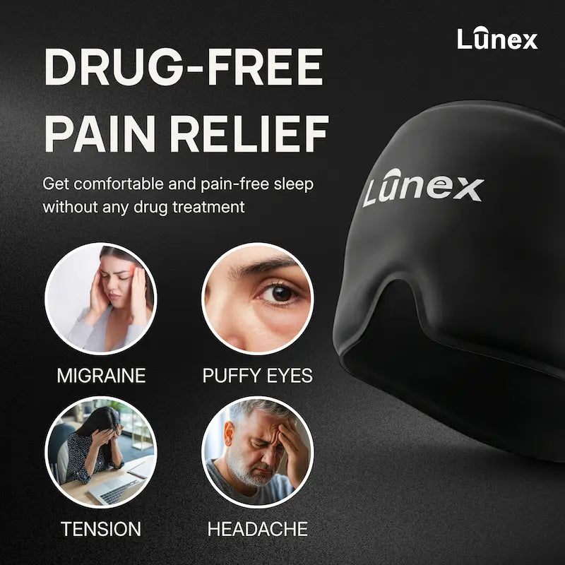 Lunex Migraine Relief Cap with hot and cold gel therapy for headache relief