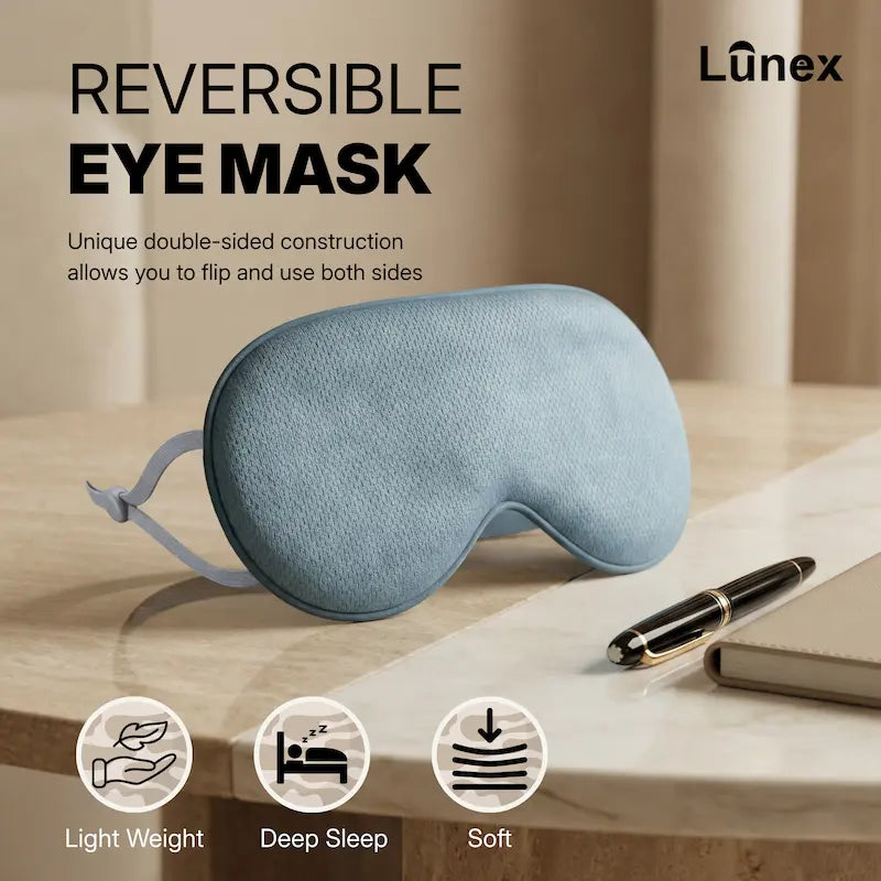 Lunex Premium Sleep Mask with 100% light blocking for deep sleep and travel