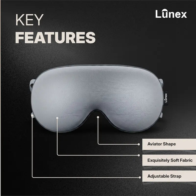 Lunex Premium Sleep Mask with 100% light blocking for deep sleep and travel