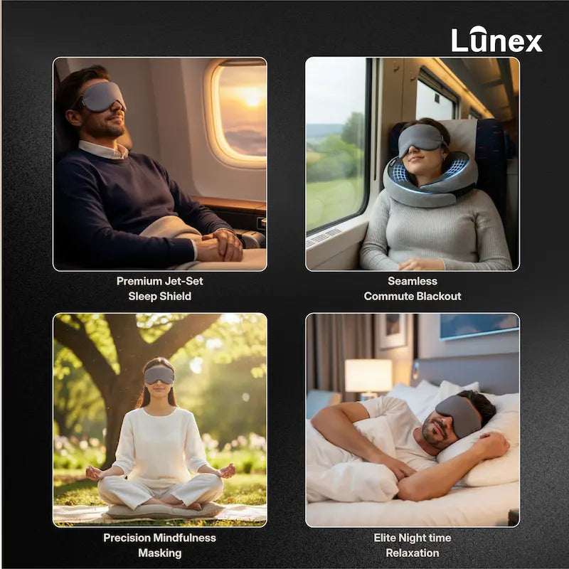 Lunex Premium Sleep Mask with 100% light blocking for deep sleep and travel