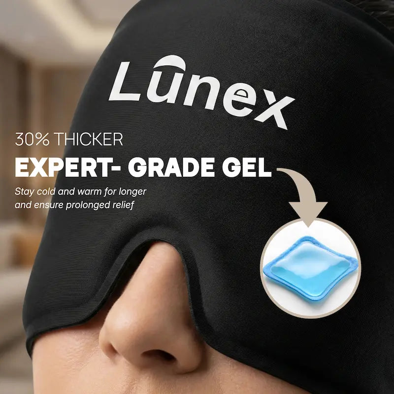 Lunex Migraine Relief Cap with hot and cold gel therapy for headache relief