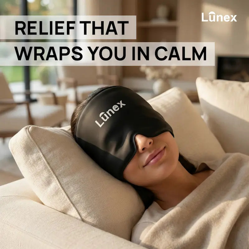 Lunex Migraine Relief Cap with hot and cold gel therapy for headache relief
